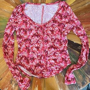 Free People light weight Floral Long Sleeve Women's Top, M